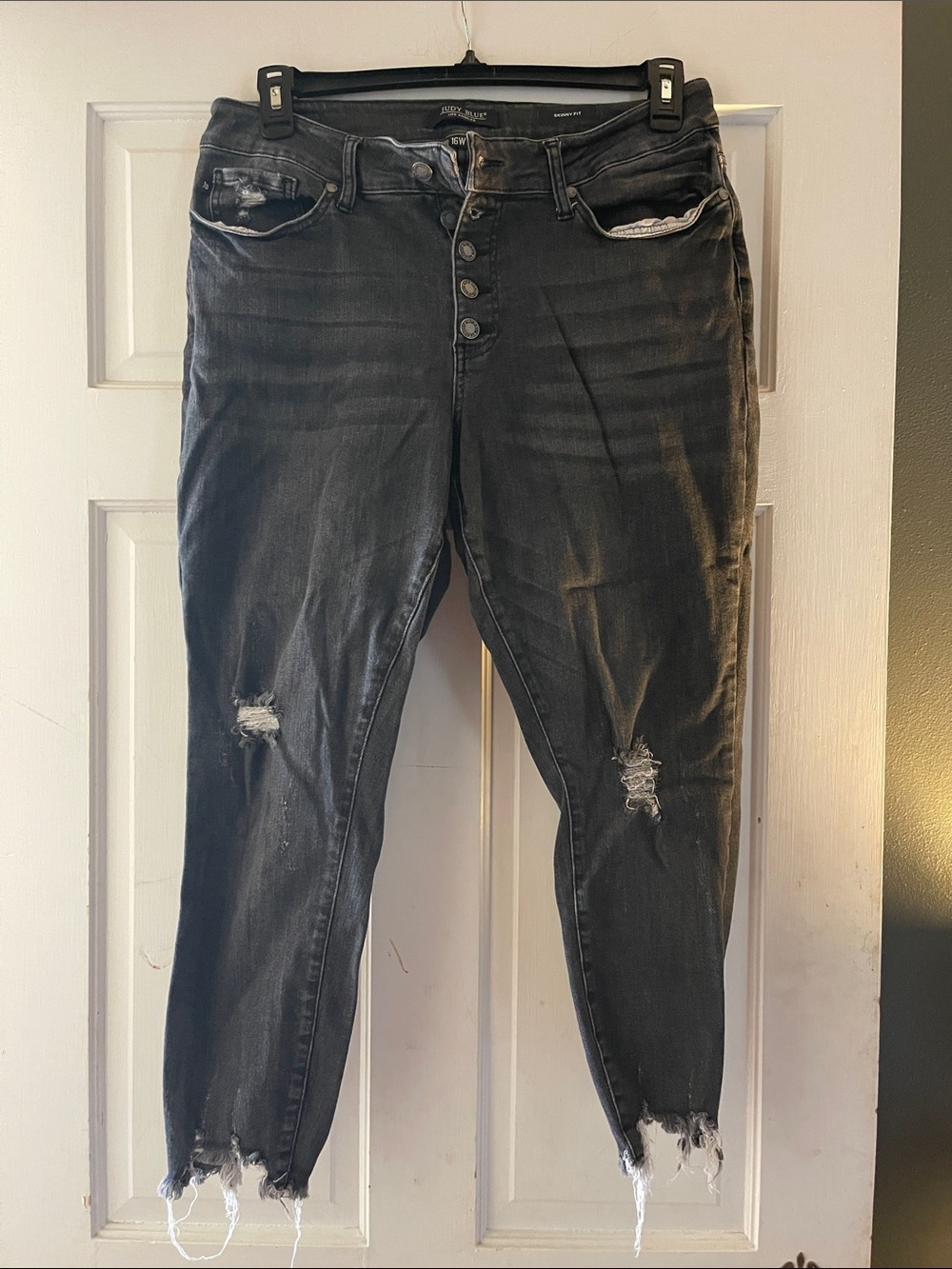 Judy Blue Distressed High-Rise Black Cropped Jeans
